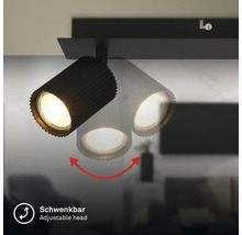 Schwenkbarer LED-Strahler mit geripptem Kopf zur flexiblen Ausrichtung des Lichts.