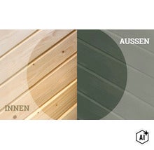 Vergleich von unbehandeltem Holz für den Innenbereich und gestrichenem Holz für den Außenbereich mit Profilholzstruktur. (Image AI modified or generated)