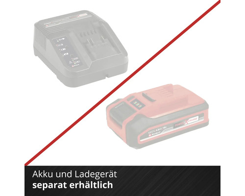 Einhell Power X-Change Akku und Ladegerät sind separat erhältlich.