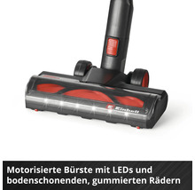 Einhell motorisierte Bürste mit LED-Beleuchtung und bodenschonenden gummierten Rädern.