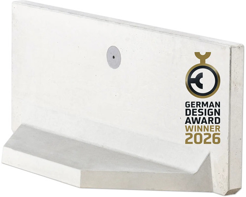 L-Stein Mauerelement aus Beton mit der Auszeichnung German Design Award Winner 2026.