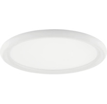 Runde weiße Deckenleuchte in flacher Bauweise mit opalem Diffusor.