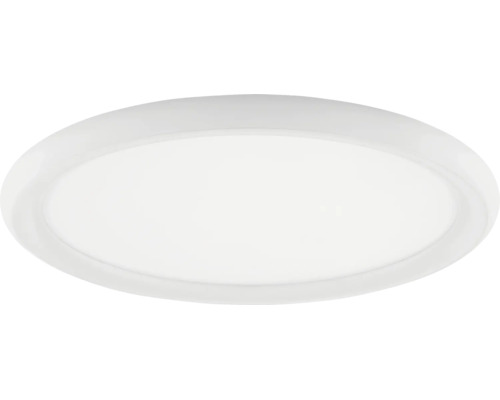 Runde weiße Deckenleuchte in flacher Bauweise mit opalem Diffusor.