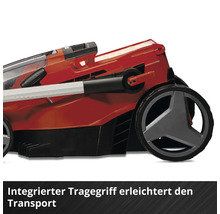 Rasenmäher mit integriertem Tragegriff für einfachen Transport.