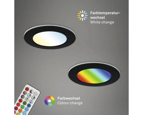 LED Einbauleuchte rund mit Farbwechsel und einstellbarer Farbtemperatur inklusive Fernbedienung