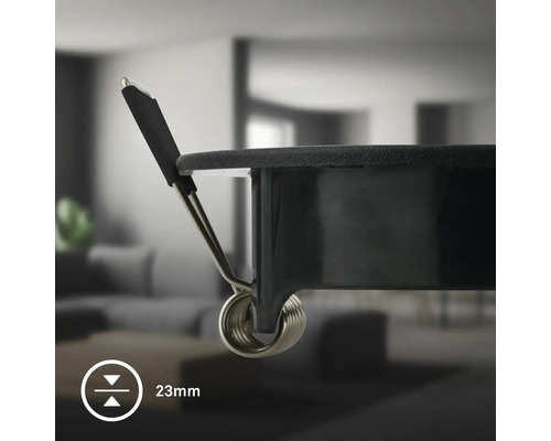 Einbauleuchte mit Federklemme und einer Einbautiefe von 23 Millimeter.
