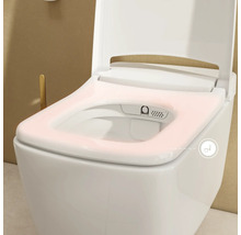 Dusch-WC mit offenem Deckel und beheizbarer Sitzfunktion.