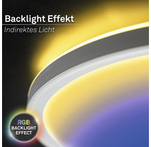 Leuchte mit indirektem Licht und mehrfarbigem Backlight-Effekt.