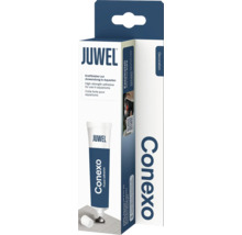 Juwel Conexo Kraftkleber für die Anwendung in Aquarien, Produktverpackung und Tube.