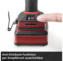 Akku-Gerät mit Anti-Kickback-Funktion, die per Knopfdruck ausschaltbar ist.