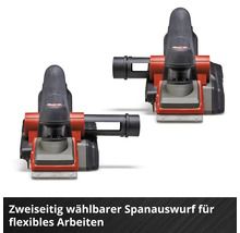 Elektrohobel mit beidseitig wählbarem Spanauswurf für flexibles Arbeiten.