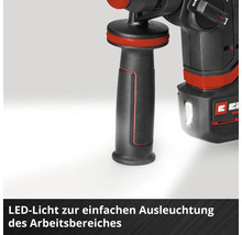 Einhell Akku-Bohrhammer mit integriertem LED-Licht zur Ausleuchtung des Arbeitsbereiches.
