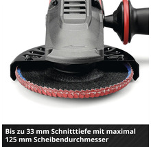 Winkelschleifer mit 125 Millimeter Scheibendurchmesser und bis zu 33 Millimeter Schnitttiefe.