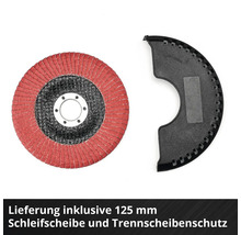 125 Millimeter Schleifscheibe und Trennscheibenschutz für Winkelschleifer.