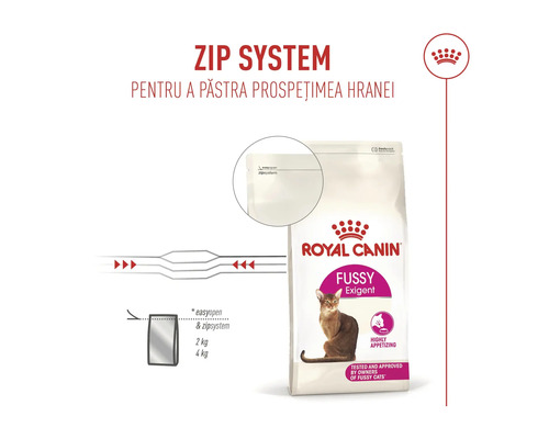 Royal Canin Katzenfutter Fussy Exigent mit wiederverschließbarem Zip-System für langanhaltende Frische.