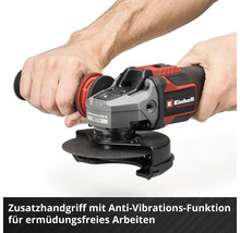 Einhell Winkelschleifer mit Zusatzhandgriff und Anti-Vibrations-Funktion für ermüdungsfreies Arbeiten.