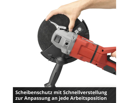 Winkelschleifer mit Scheibenschutz und Schnellverstellung zur optimalen Anpassung an jede Arbeitsposition.
