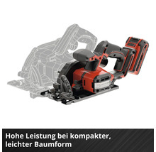 Akku-Handkreissäge im Größenvergleich, kompakte und leichte Bauweise für hohe Leistung.