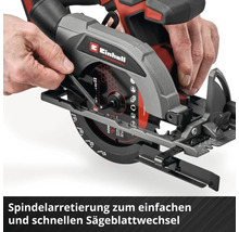 Einhell Handkreissäge mit Spindelarretierung für einfachen Sägeblattwechsel mit einem Innensechskantschlüssel.