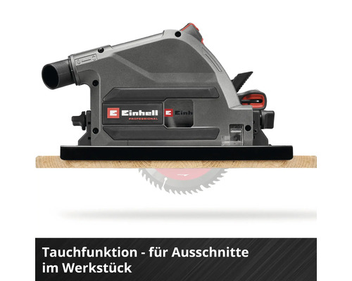 Einhell Professional Tauchkreissäge mit Tauchfunktion für Ausschnitte im Werkstück.