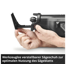 Werkzeuglos verstellbarer Sägeschuh einer Säbelsäge zur optimalen Nutzung des Sägeblatts