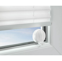 Plissee mit Saugnapf-Befestigung am Fenster, Montage ohne Bohren.