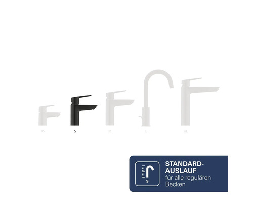 Armatur mit Standard-Auslauf in Größe S für alle regulären Becken.