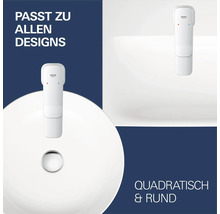 GROHE Waschtischarmatur passend für runde und quadratische Waschbecken.