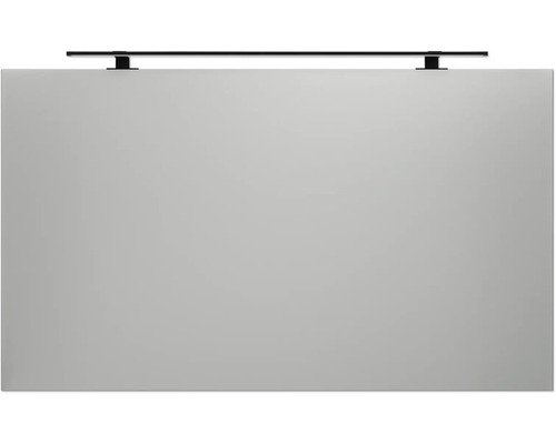 Graue Möbelfront mit schwarzem horizontalem Stangengriff am oberen Rand.