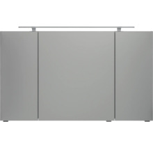 Dreitüriger Spiegelschrank für das Badezimmer mit horizontaler LED-Aufsatzleuchte.