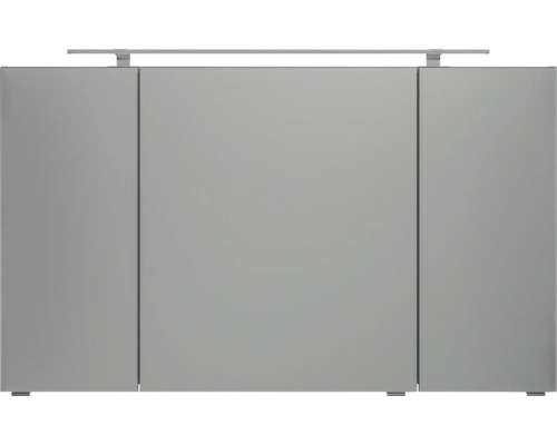Dreitüriger Spiegelschrank für das Badezimmer mit horizontaler LED-Aufsatzleuchte.
