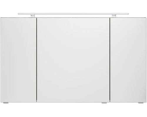 Dreitüriger Spiegelschrank für das Badezimmer mit LED-Beleuchtung oben.
