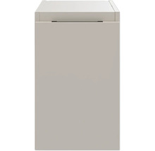 Küchen-Unterschrank in Greige mit glatter Front und einem schmalen horizontalen Griff oben.