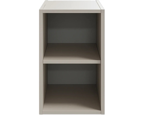 Offener Schrank mit einem Fachboden für Küche oder Badezimmer in modernem Design.