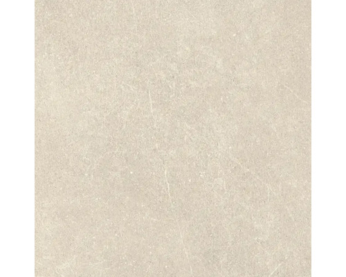 Quadratische Bodenfliese in Steinoptik, beige, mit strukturierter Oberfläche.