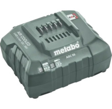Metabo Akku-Ladegerät ASC 55 für Lithium-Ionen-Akkus von 12 bis 36 Volt mit Luftkühlung. Metabo Logo. CAS Logo.