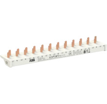 ABB Phasenschiene 3-phasig mit Neutralleiter für Sicherungsautomaten, 10 Quadratmillimeter, ABB Logo und CE-Kennzeichnung.