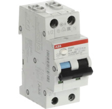 ABB Logo auf einem FI/LS-Schalter DS201, Typ A, C16, 30 Milliampere, 230 Volt, zweipoliger Fehlerstrom-Schutzschalter mit Leitungsschutz.