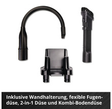 Staubsauger-Zubehörset bestehend aus einer Wandhalterung, einer flexiblen Fugendüse und einer 2-in-1 Düse.