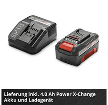 Einhell Power X-Change 18 Volt 4,0 Amperestunden Akku und Ladegerät.