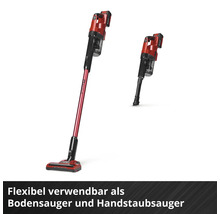 Akku-Staubsauger, flexibel verwendbar als Bodensauger und Handstaubsauger, rot-schwarz.