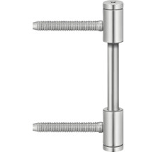 Metall-Möbelbeschlag mit zwei parallelen Gewindebolzen und einer vertikalen Verbindungsstange.