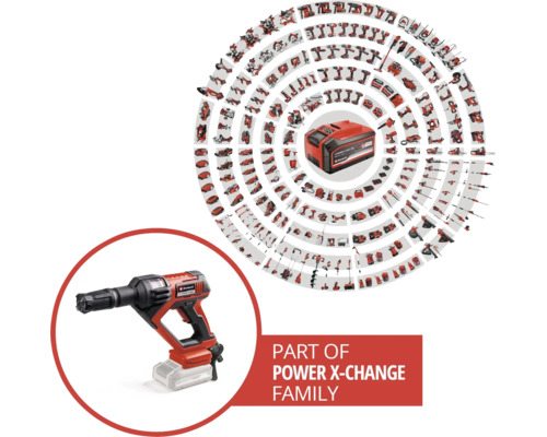 Einhell Akku-Druckreiniger Hypresso als Teil der Power X-Change Werkzeugfamilie mit vielen kompatiblen Geräten und System-Akku.