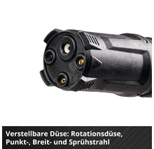 Verstellbare Düse für Hochdruckreiniger mit Rotationsdüse, Punktstrahl, Breitstrahl und Sprühstrahl.