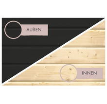 Holzpaneele mit Darstellung der Innen- und Außenseite für die Wandgestaltung