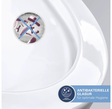 Grohe HyperClean: Antibakterielle Glasur auf weißer Keramikoberfläche für optimale Hygiene.