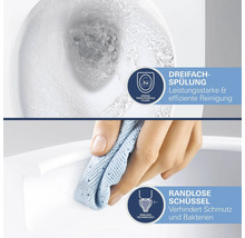 Grohe WC mit Triple Vortex Dreifach-Spülung und randloser WC-Schüssel für eine einfache Reinigung und optimale Hygiene.