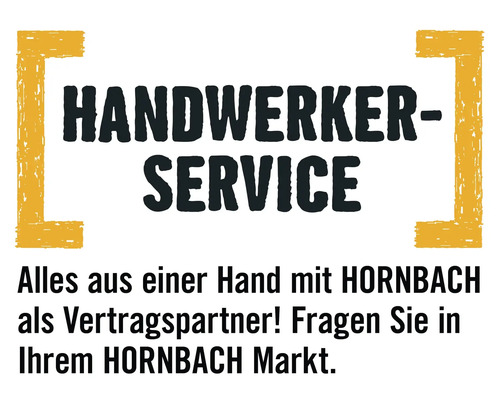 HORNBACH Handwerker-Service Logo mit Text Alles aus einer Hand mit HORNBACH als Vertragspartner Fragen Sie in Ihrem HORNBACH Markt