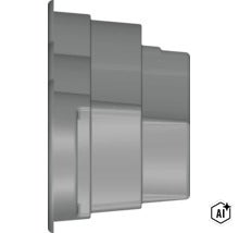Mehrstufiges Reduzierstück aus grauem Kunststoff für Rohre. (Image AI modified or generated)