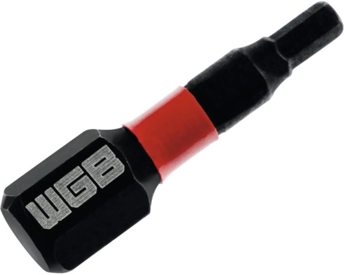 WGB Schrauberbit für Innensechskant-Schrauben mit rotem Farbring und WGB Logo.